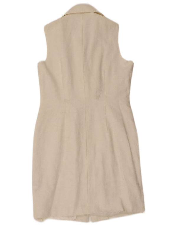 C&A Womens ærmeløs skjortekjole UK 14 Medium White Polyester