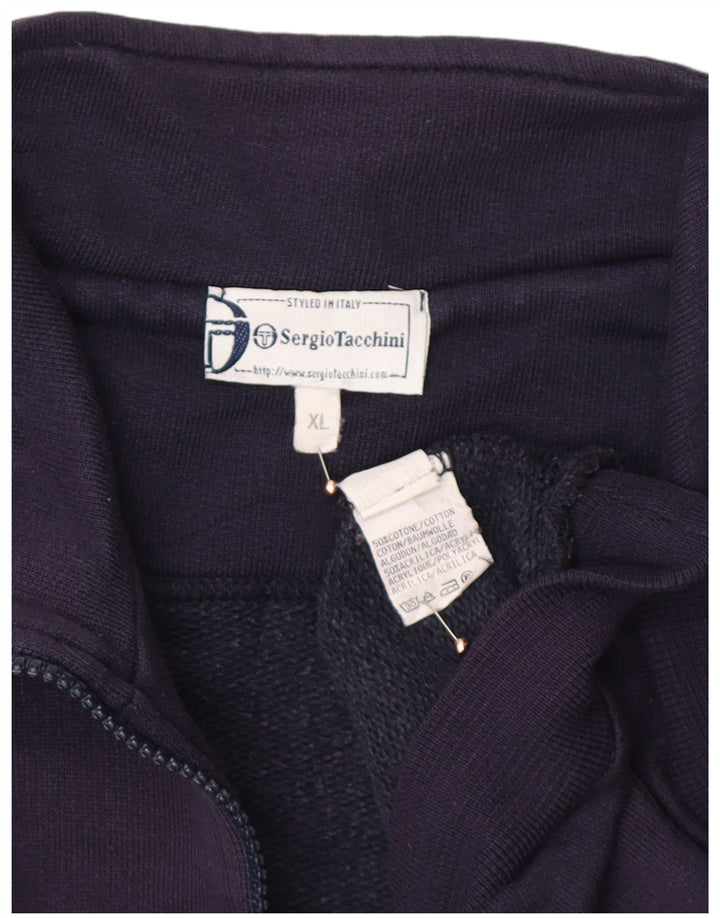 SERGIO TACCHINI Herre Grafisk Zip Neck Sweatshirt Jumper XL Navy Blue