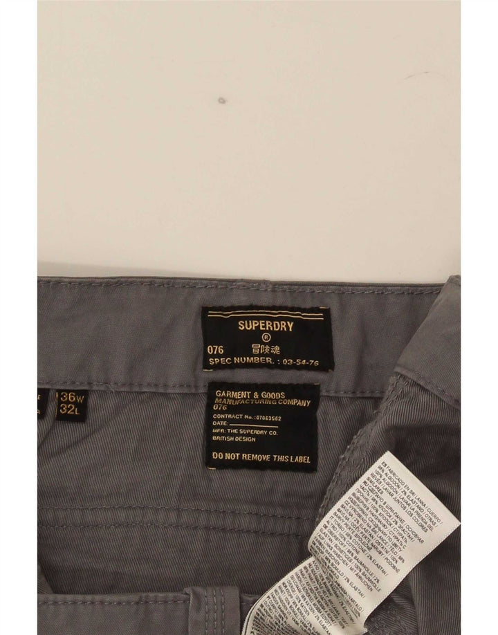 Superdry Slim Cargo-bukser til mænd W36 L32 Grå bomuld