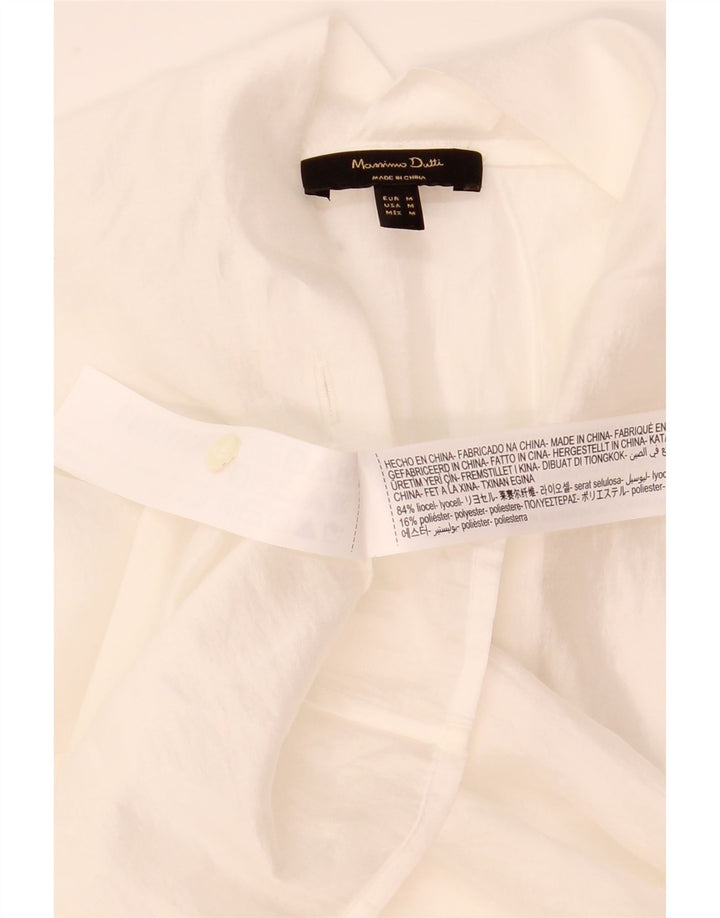 Massimo Dutti Dame Oversized skjortebluse UK 14 Medium White Lyocell