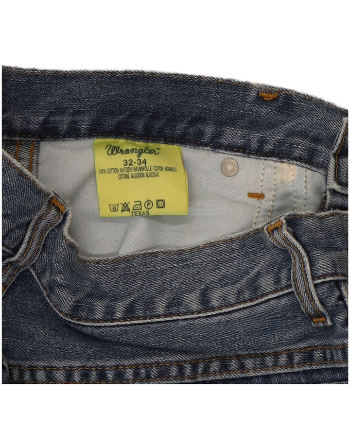 WRANGLER Mens Texas Straight Jeans W34 L34 Blue Cotton