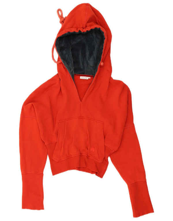 Levi's Womens Crop Hoodie Jumper UK 8 Small Orange Bomuld