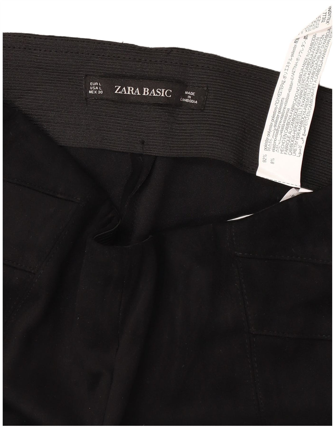 Zara Dame Slim Casual Bukser Large W30 L27 Sort Polyester