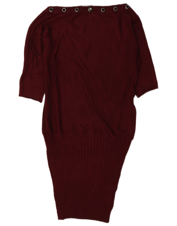 Liu Jo Dame 3/4 ærmet Oversized Drop Waist Dress UK 6 XS Burgundy