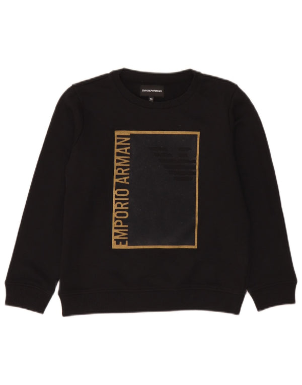 Emporio Armani Boys Grafisk Sweatshirt Jumper 9-10 år Sort Bomuld