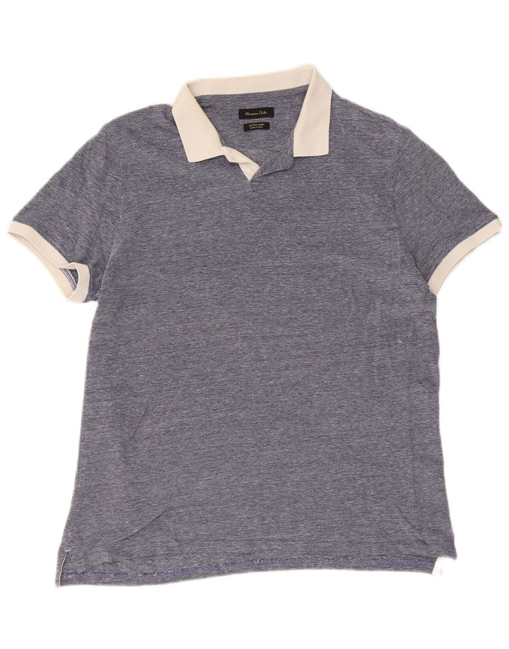 Massimo Dutti Herre Rugby Polo Shirt Stor Blå Bomuld