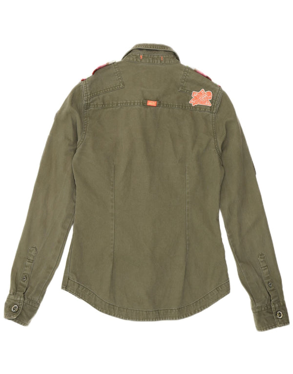 SUPERDRY Military Denimskjorte til kvinder UK 6 XS Khaki Bomuld