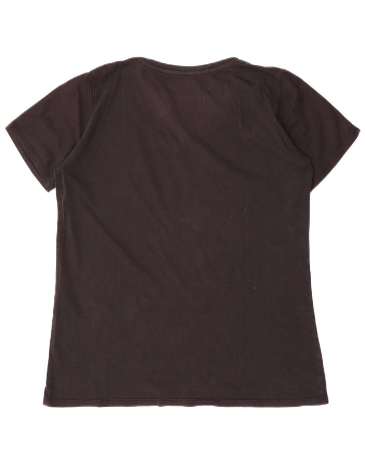 NIKE Dame atletisk snit grafisk T-shirt top UK 18 XL sort bomuld