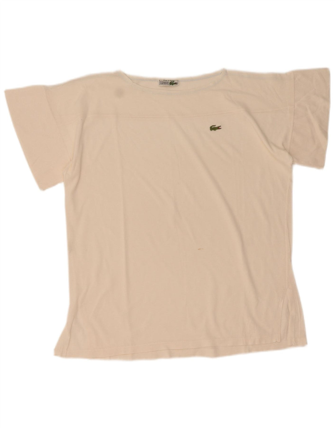 Lacoste Dame T-Shirt Top Str. 44 Stor Hvid Bomuld