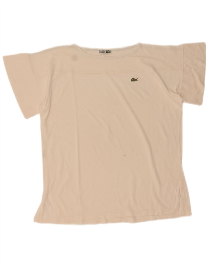 Lacoste Dame T-Shirt Top Str. 44 Stor Hvid Bomuld