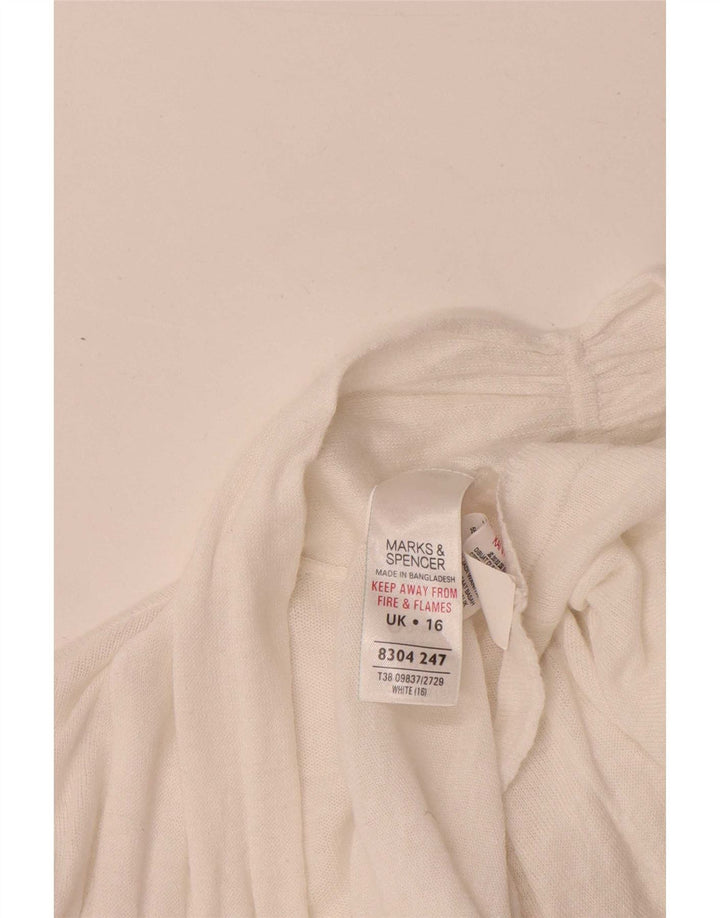 Marks & Spencer Dame 3/4 ærmet åben cardigan sweater UK 16 Large White