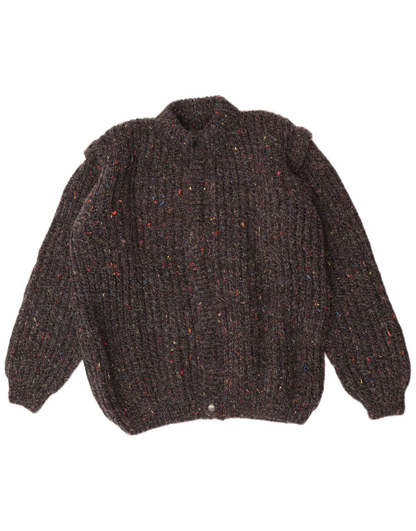 Vintage Mens Cardigan Sweater Medium Grey Flecked Classic