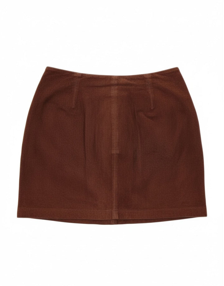 ESPRIT Womens Suede Mini Skirt EU 34 XS W26  Brown Leather