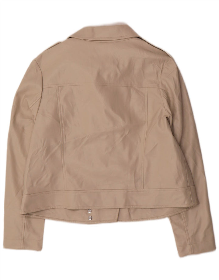 Marks & Spencer dame bikerjakke i imiteret læder UK 18 XL Beige