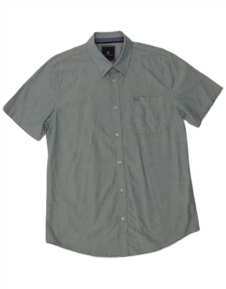 Crew Clothing Herre kortærmet skjorte Medium Blue Cotton