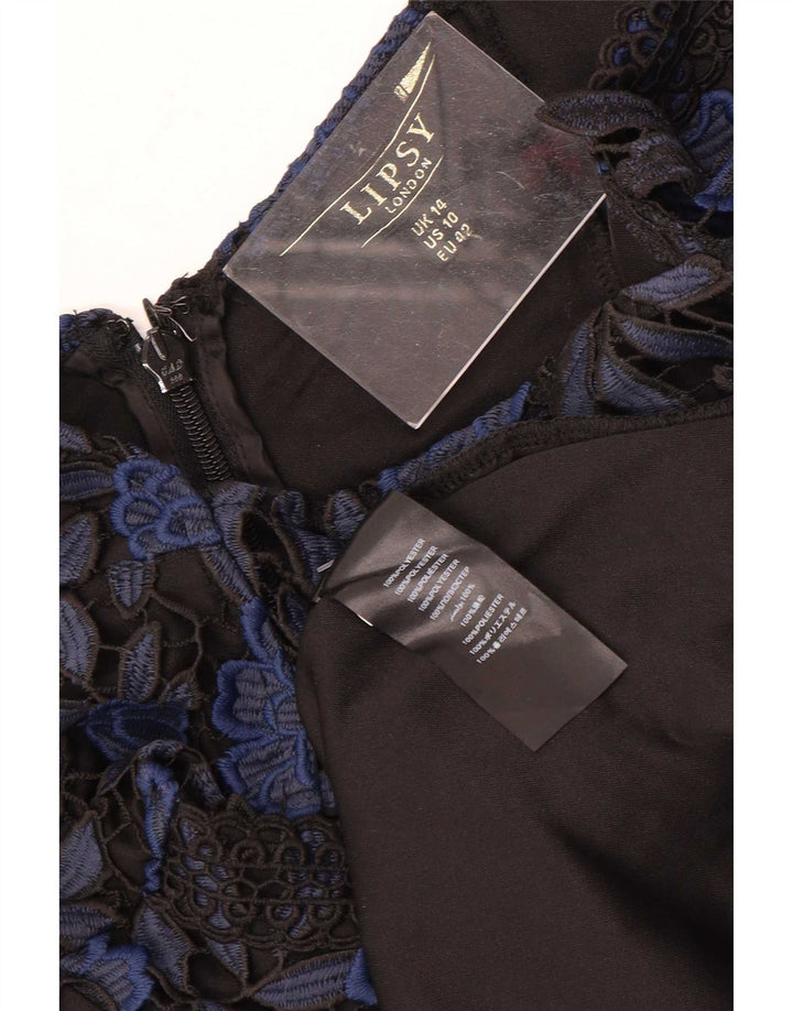Lipsy Dame A-Line Kjole UK 14 Medium Navy Blue Floral Polyester