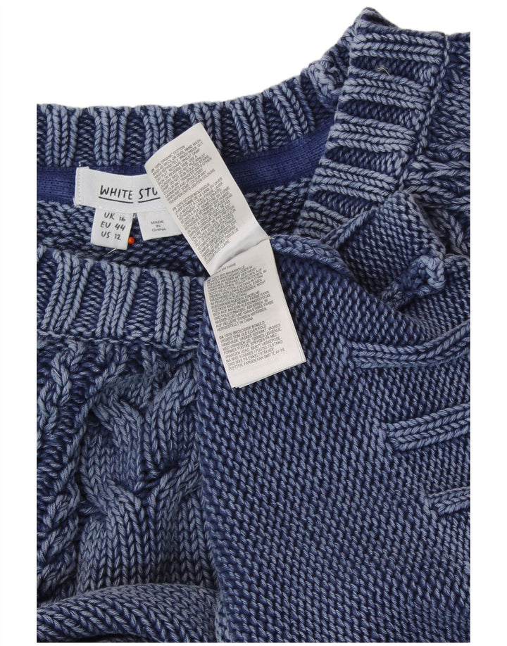 WHITE STUFF Womens Crop Boat Neck Jumper Sweater UK 16 Large Navy Blue