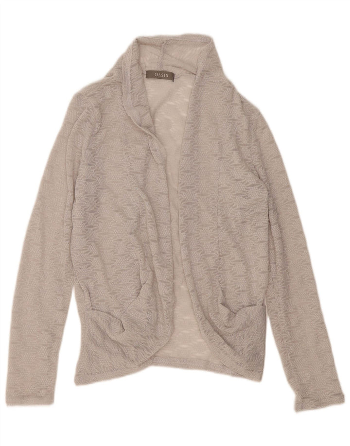 Oasis Dame Oversized Cardigan Top UK 10 Lille Grå Geometrisk Polyester