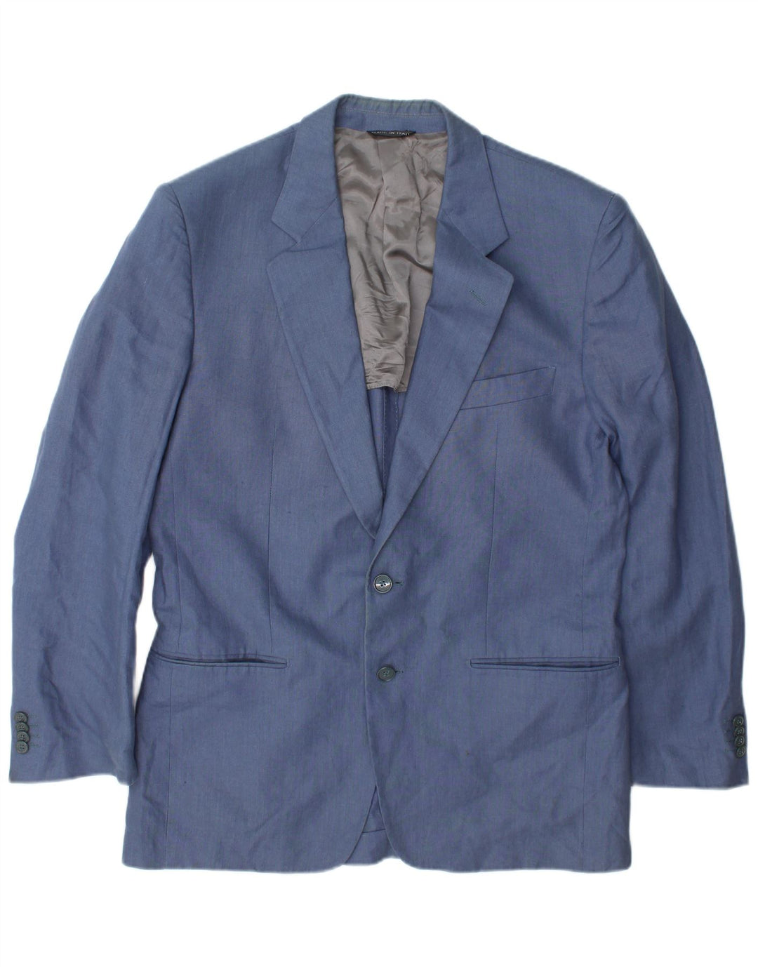 Vintage herre 2-knaps blazerjakke IT 50 Large Blue Linen