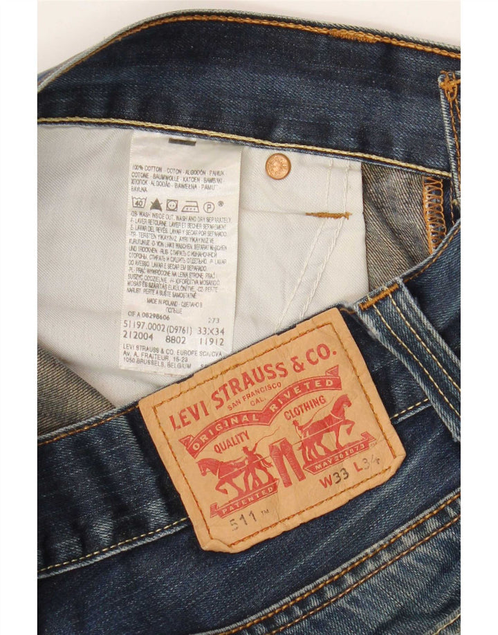 Levi's Herre 511 Distressed Slim Jeans W33 L29 Blå Bomuld