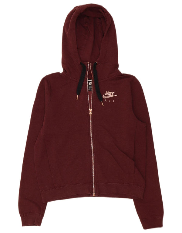 Nike Womens Crop Oversized hættetrøje med lynlås UK 6 XS Bourgogne bomuld