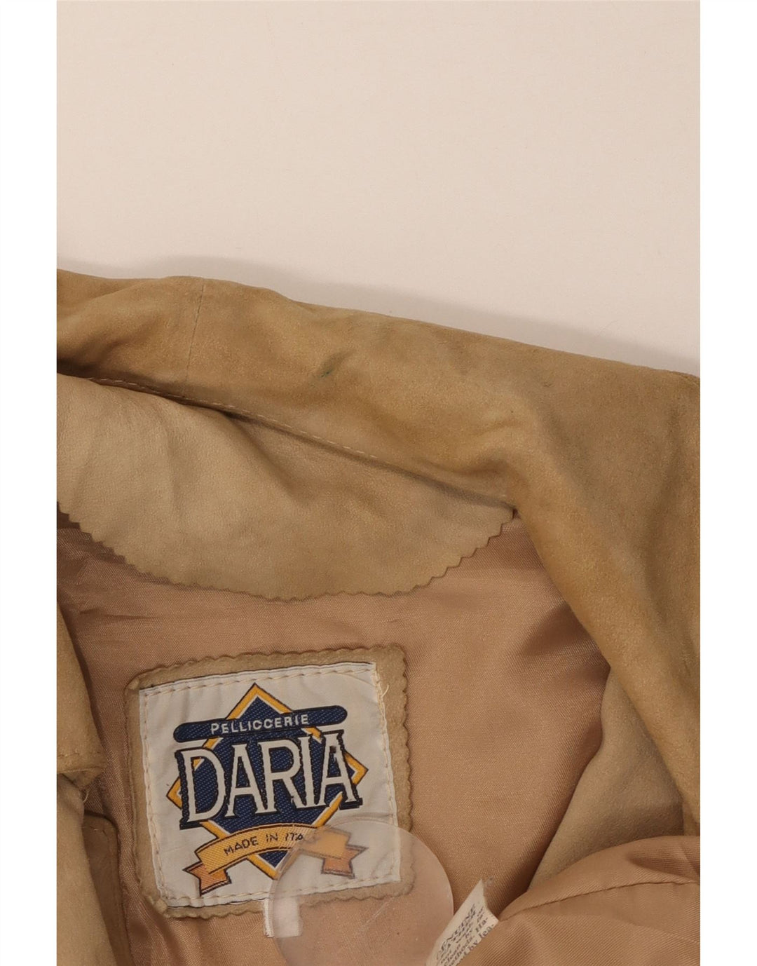 VINTAGE ruskindsfrakke til kvinder IT 46 Stort beige læder