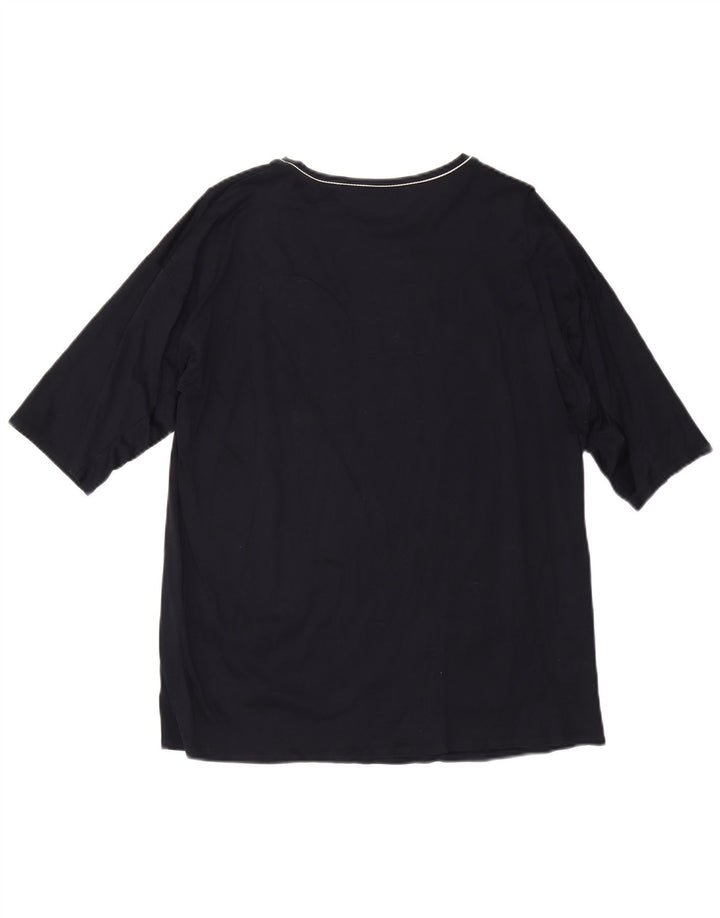 MAX MARA Dame 1/2-ærmet bluse Top UK 14 Medium Navyblå Bomuld
