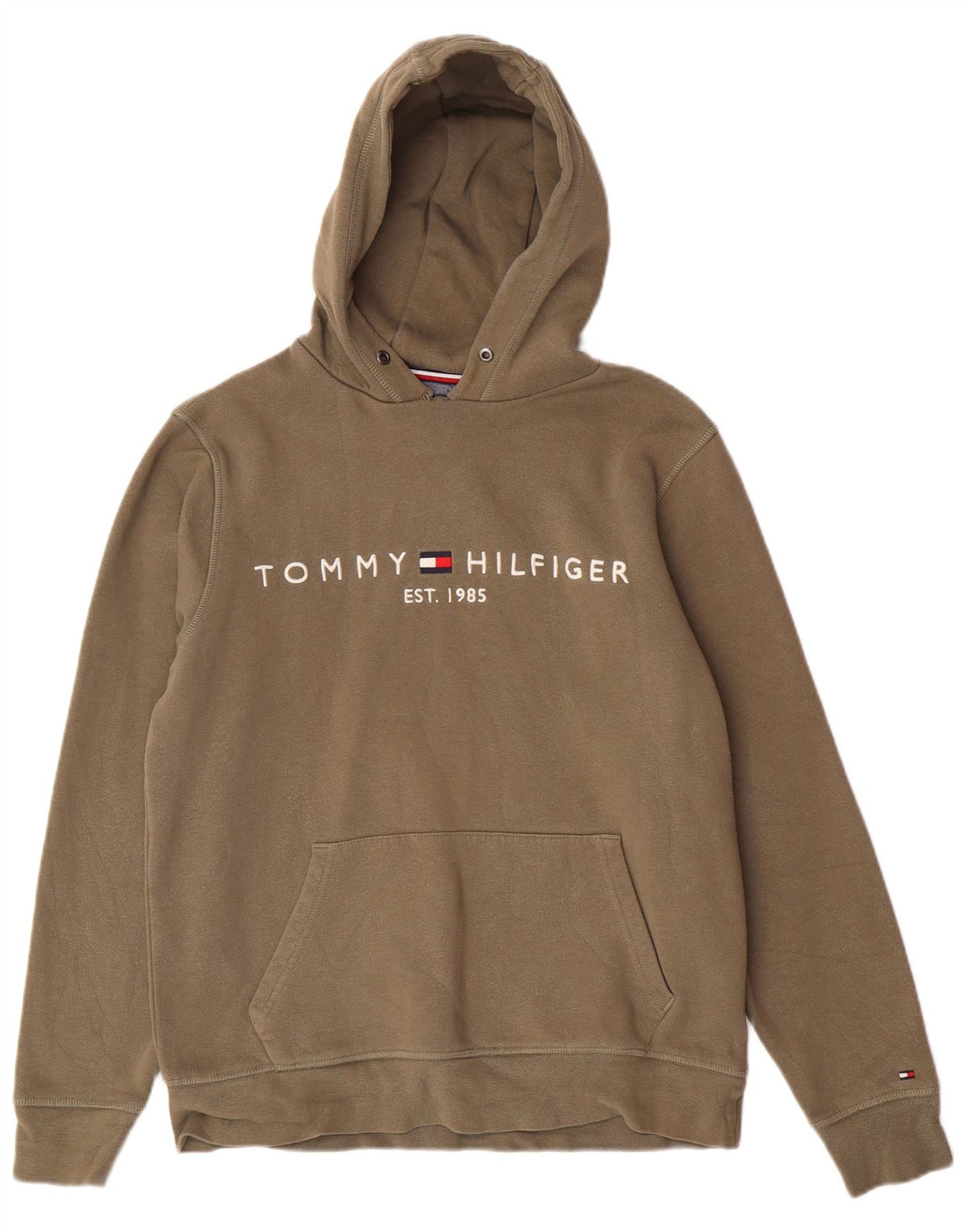 Tommy Hilfiger Herre grafisk hættetrøje Jumper Medium Khaki Bomuld