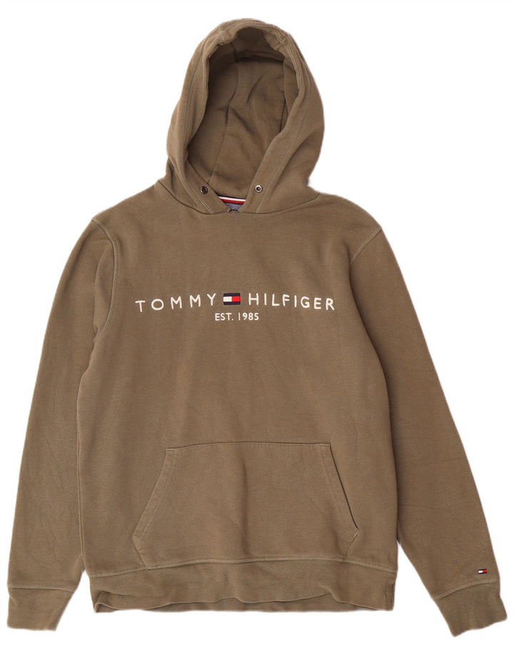 Tommy Hilfiger Herre grafisk hættetrøje Jumper Medium Khaki Bomuld