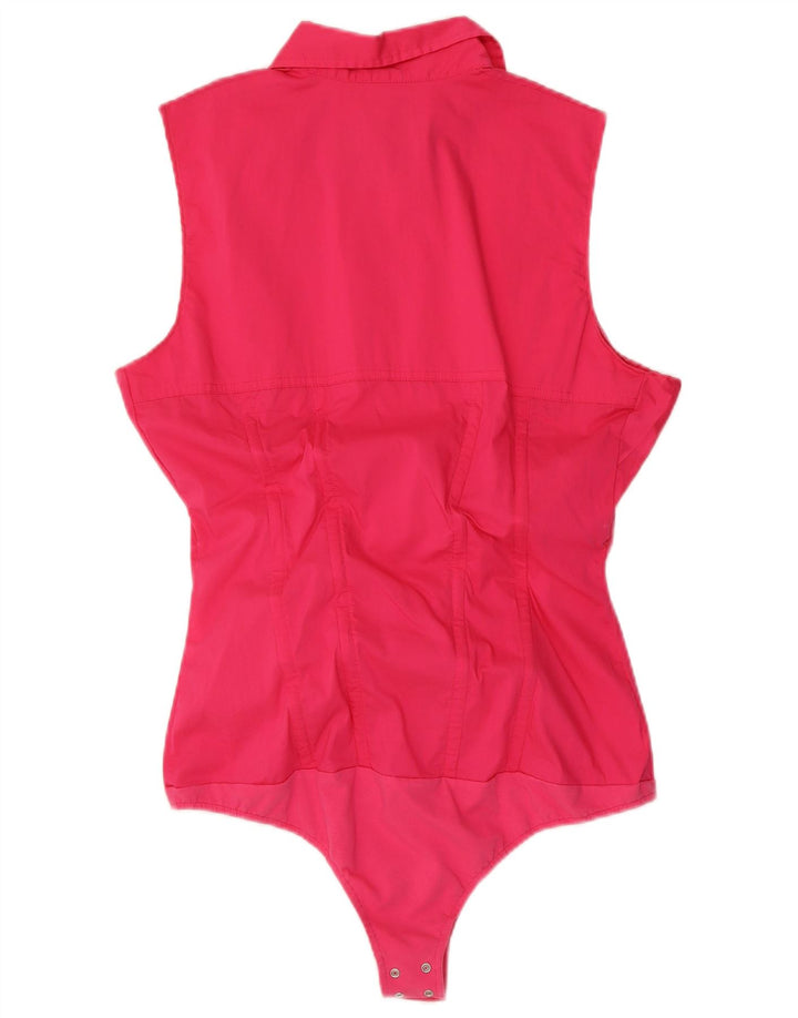 GUESS ærmeløs skjorte til kvinder Bodysuit UK 14 Medium Pink Bomuld