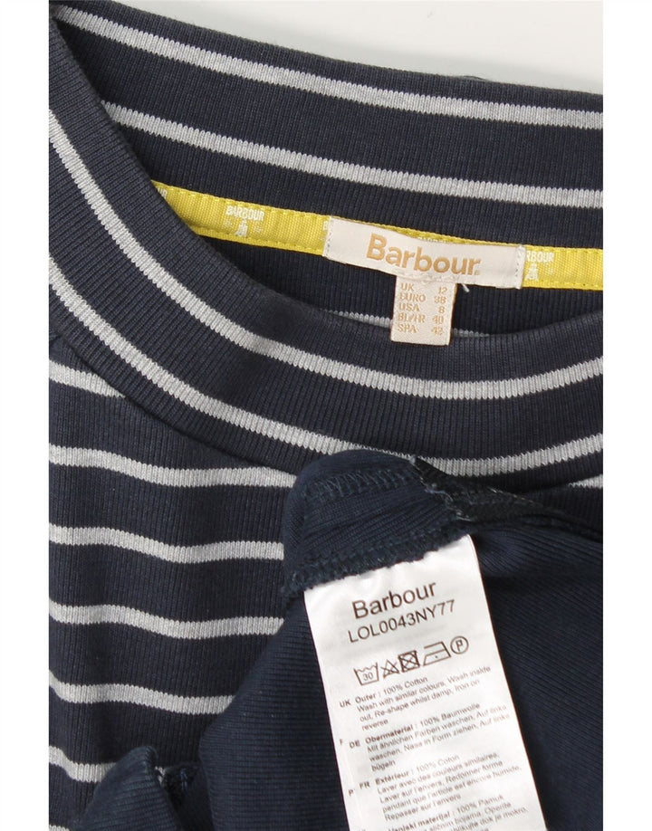 Barbour Dame Top Langærmet UK 12 Mellem marineblå stribet bomuld