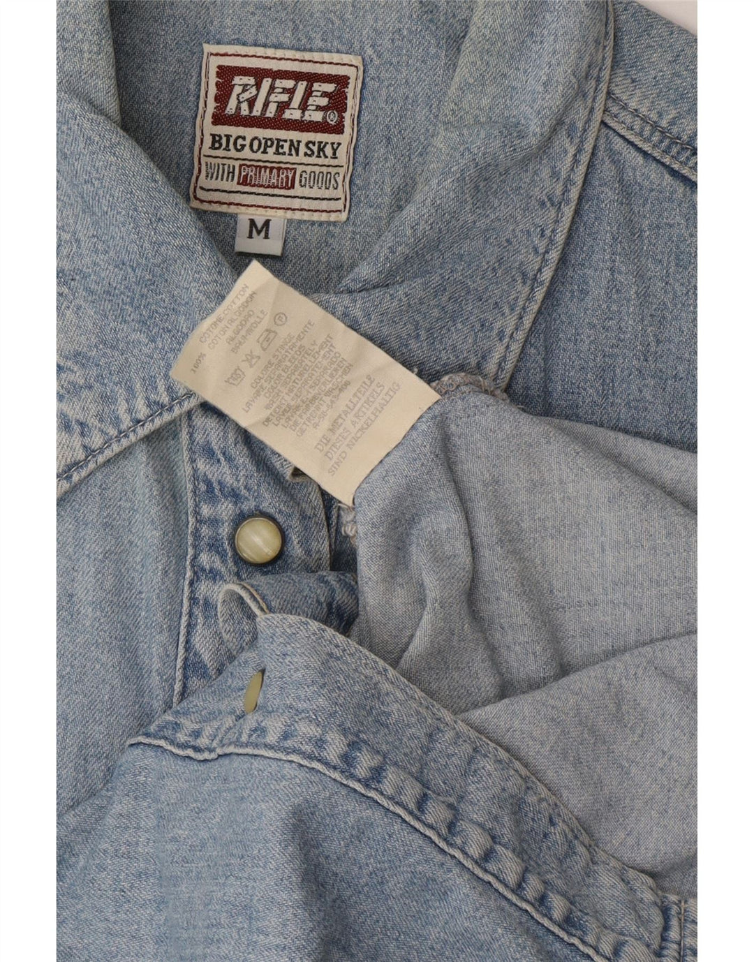 RIFLE Womens Sleeveless Denim Shirt UK 12 Medium Blue Cotton Vintage Rifle and Second-Hand Rifle from Messina Hembry 