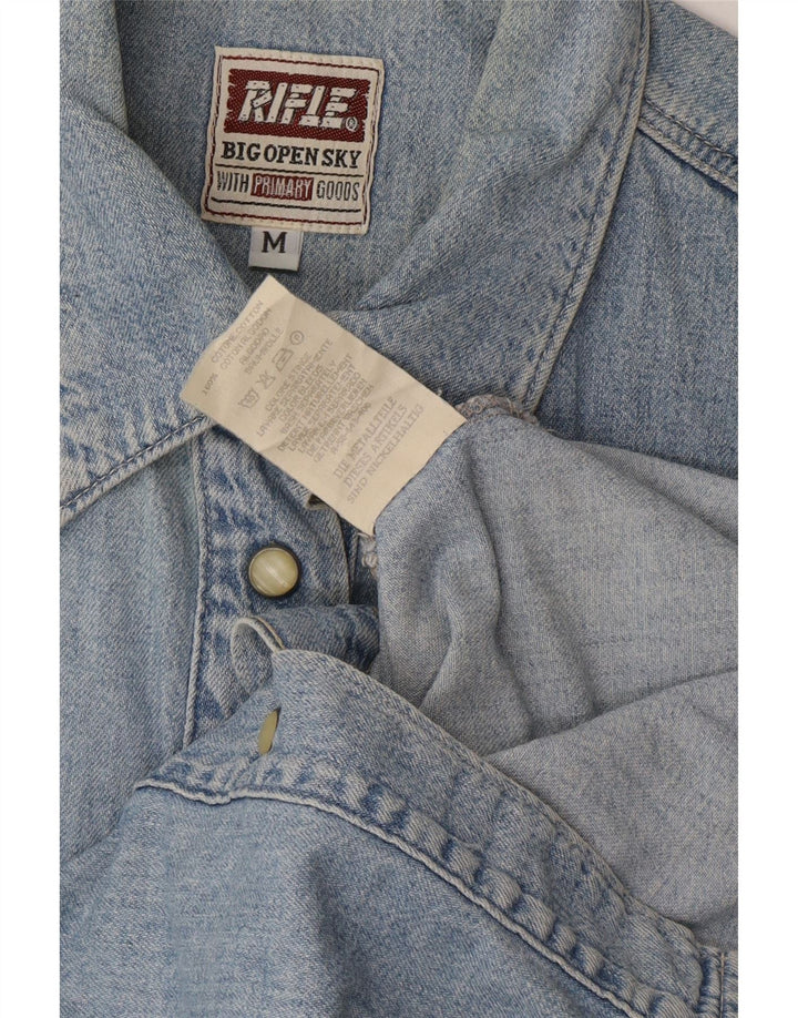 RIFLE Womens Sleeveless Denim Shirt UK 12 Medium Blue Cotton Vintage Rifle and Second-Hand Rifle from Messina Hembry 