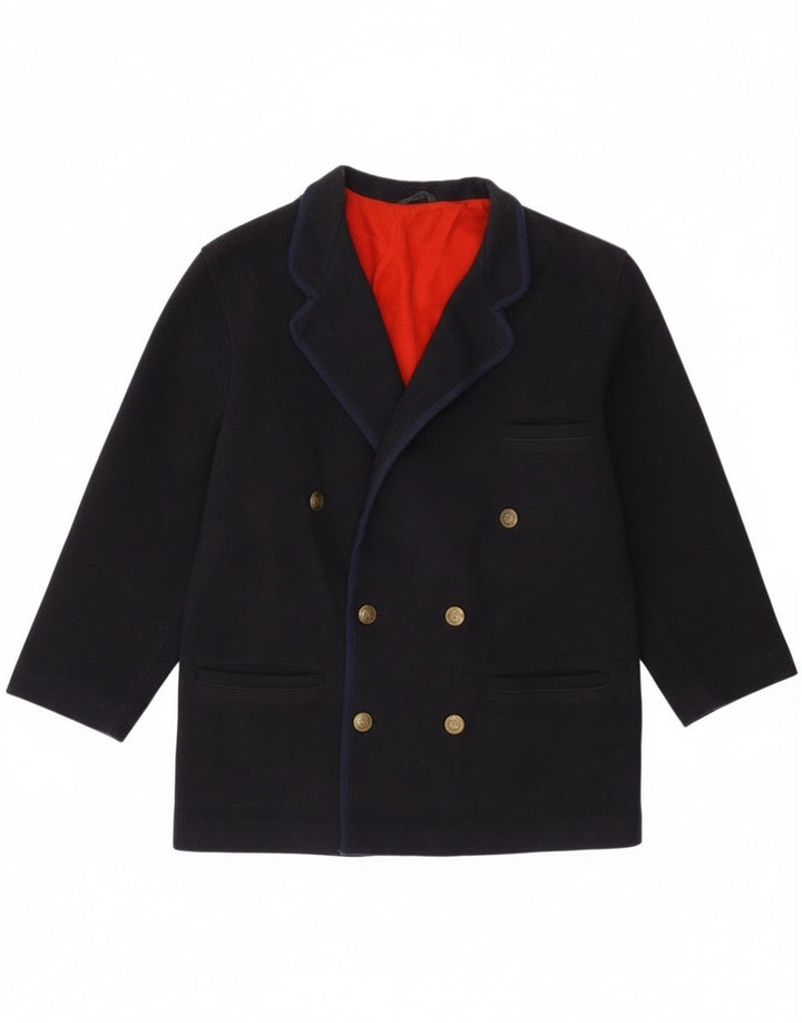 Vintage herre Regular Fit Dobbeltradet frakke IT 46 Lille marineblå uld
