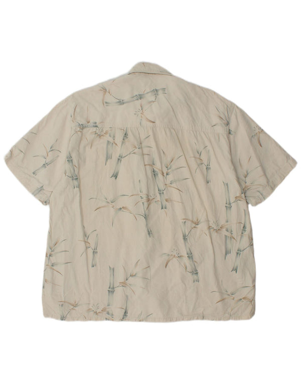 ISLAND REPUBLIC Kortærmet skjorte til mænd, stor off-hvid blomstersilke