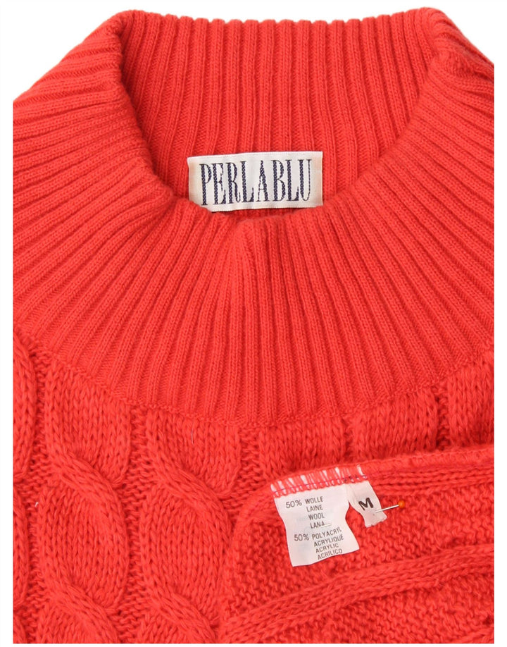 VINTAGE Dame Turtle Neck Sweater UK 14 Medium Rød Uld