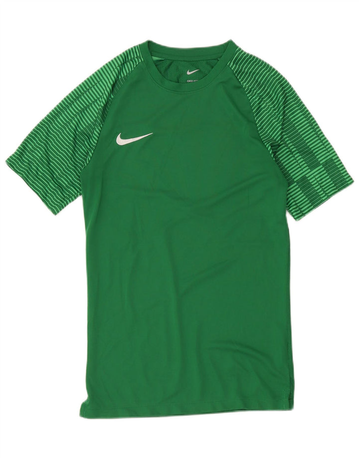 Nike Herre Dri Fit Slim T-Shirt Top Lille Grøn Stribet Polyester