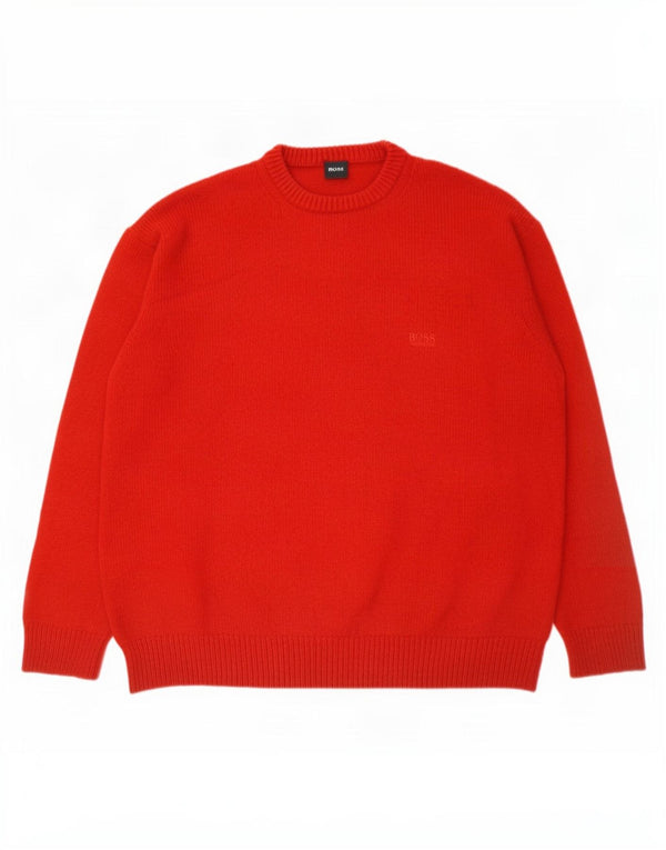 Hugo Boss Herre Crew Neck Jumper Sweater EU 52 Large Red Wool