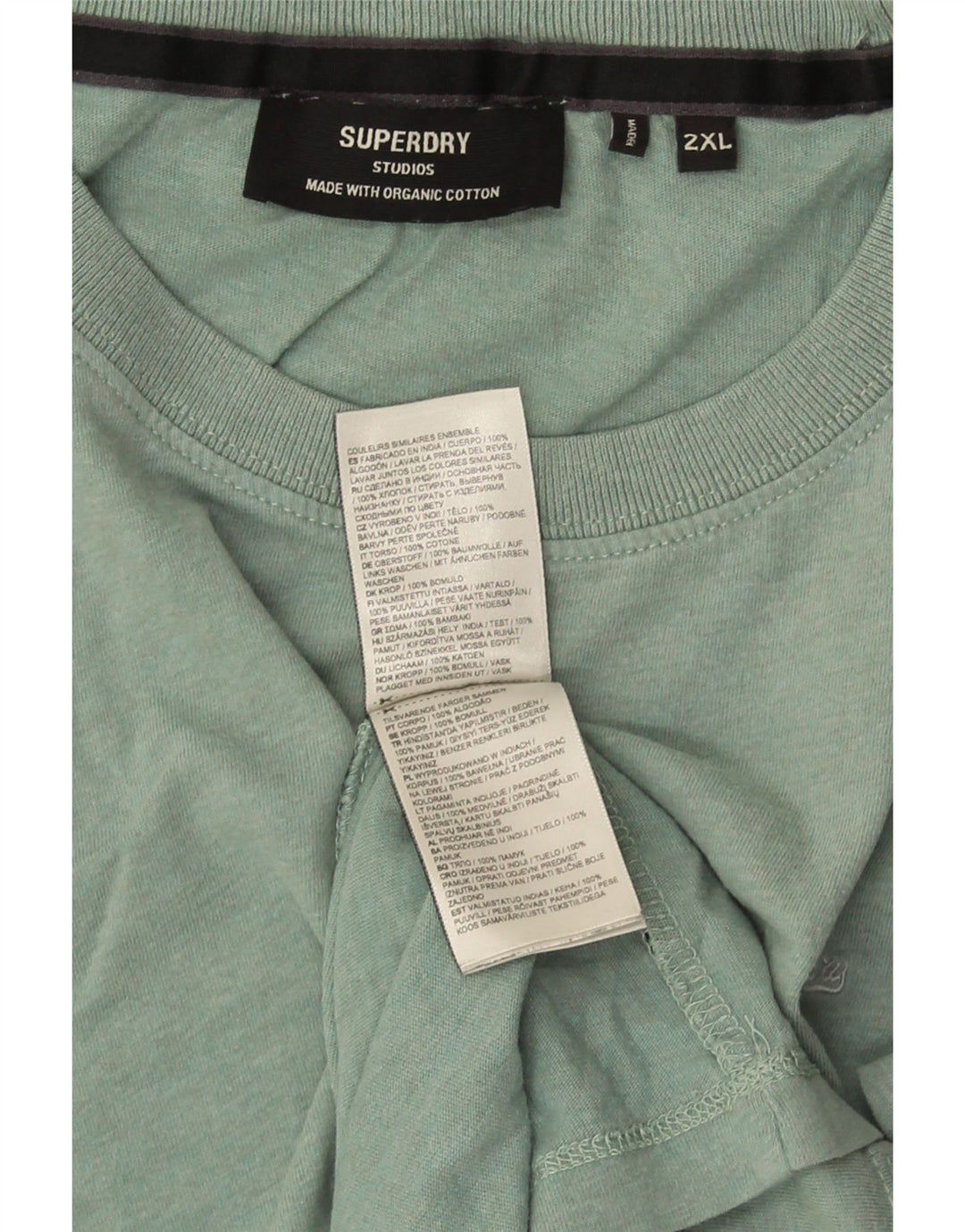 Superdry T-shirt top til mænd 2XL grøn bomuld