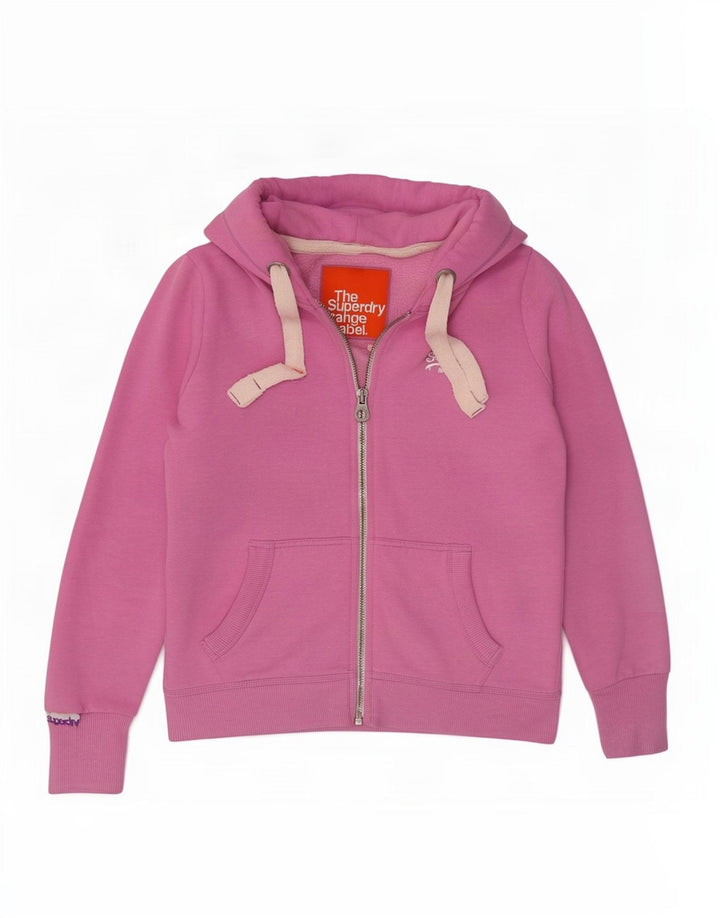Superdry hættetrøje til kvinder med lynlås UK 14 Medium Pink Polyester