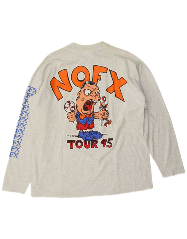 Screen Stars Bedste Herre NOFX Tour 1995 Grafisk Top Langærmet XL Grå Musik