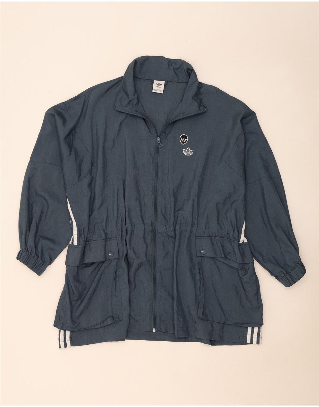 Adidas Dame Oversized Utility Jacket UK 8 Small Blue Polyamide