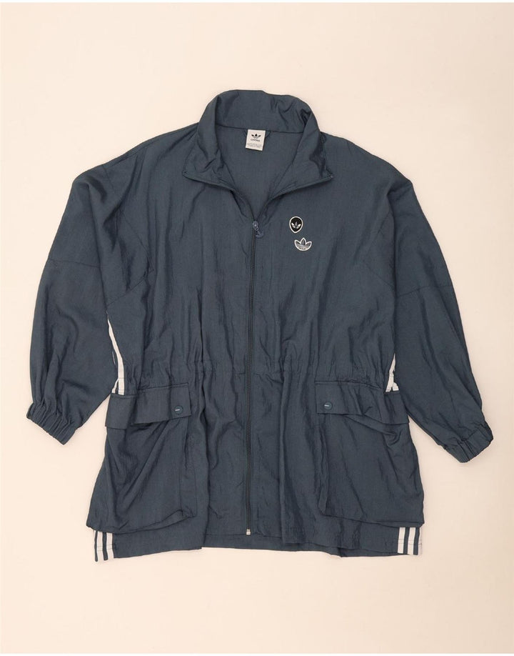 Adidas Dame Oversized Utility Jacket UK 8 Small Blue Polyamide