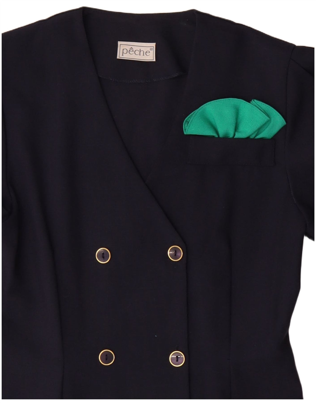 VINTAGE Dame Dobbeltradet Skede Kjole US 10 Large Navy Blue