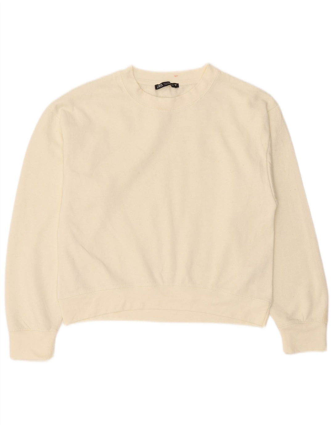 Zara Sweatshirt Jumper UK 14 Medium Off White Polyester