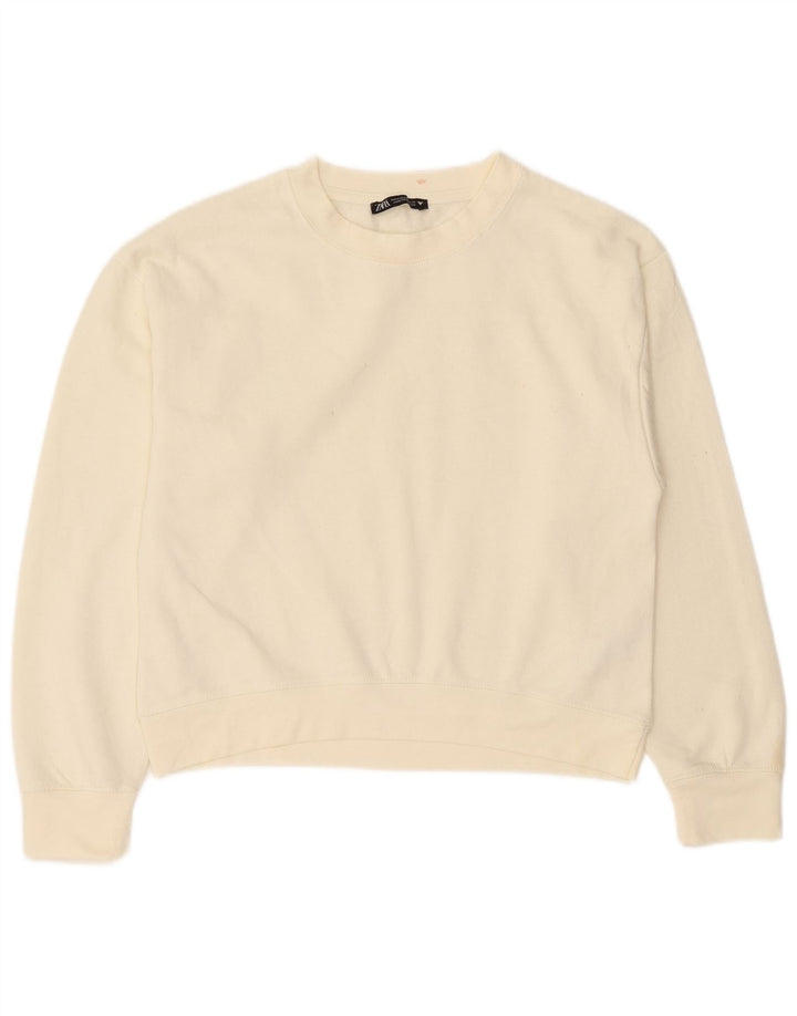 Zara Sweatshirt Jumper UK 14 Medium Off White Polyester