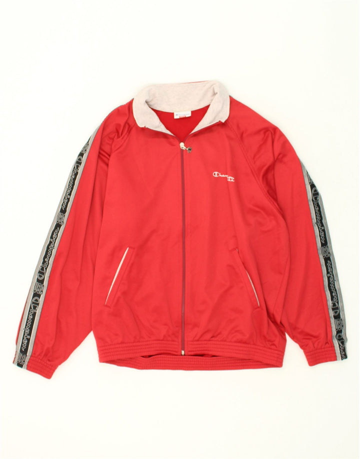 CHAMPION Mens Vintage Tracksuit Top Jacket Medium Red Polyester Vintage Champion and Second-Hand Champion from Messina Hembry 