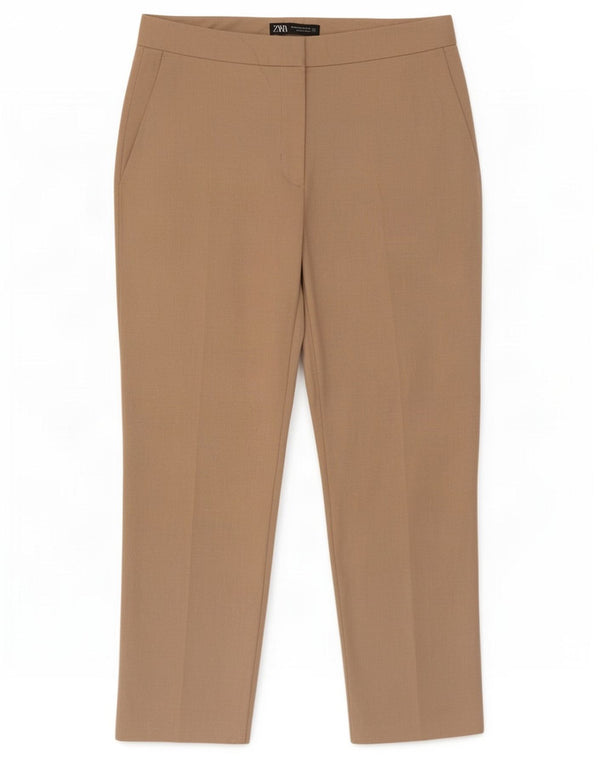 Zara Dame koniske Chinobukser EU 42 Large W32 L27 Beige Polyester