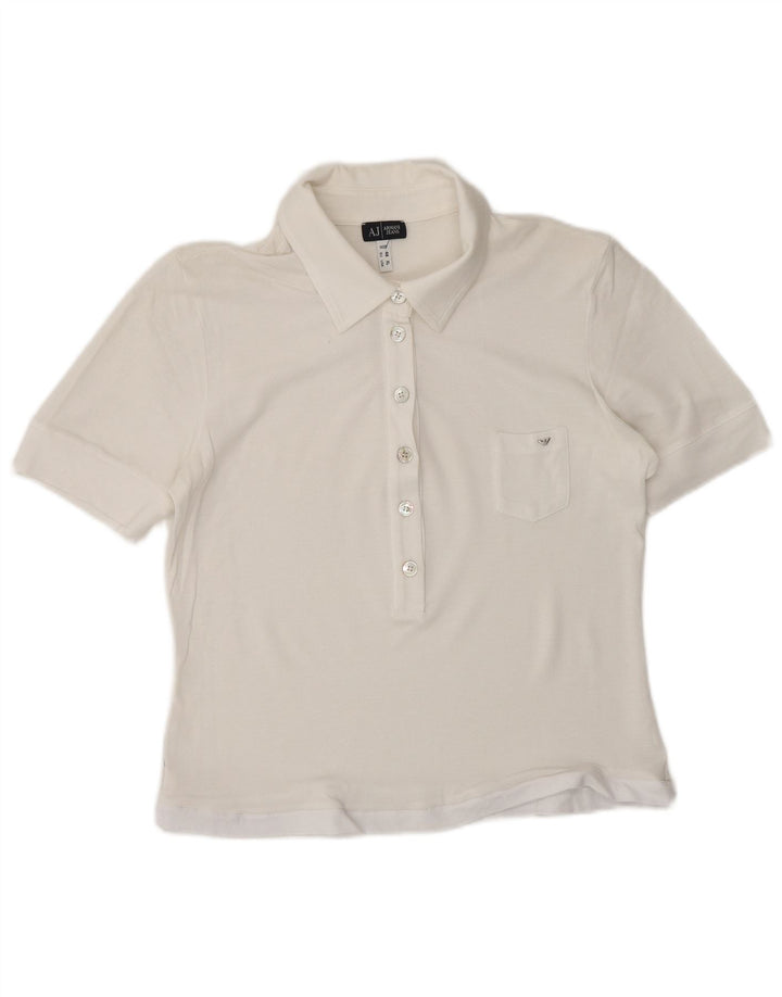 ARMANI JEANS Womens Polo Shirt EU 46 XL White