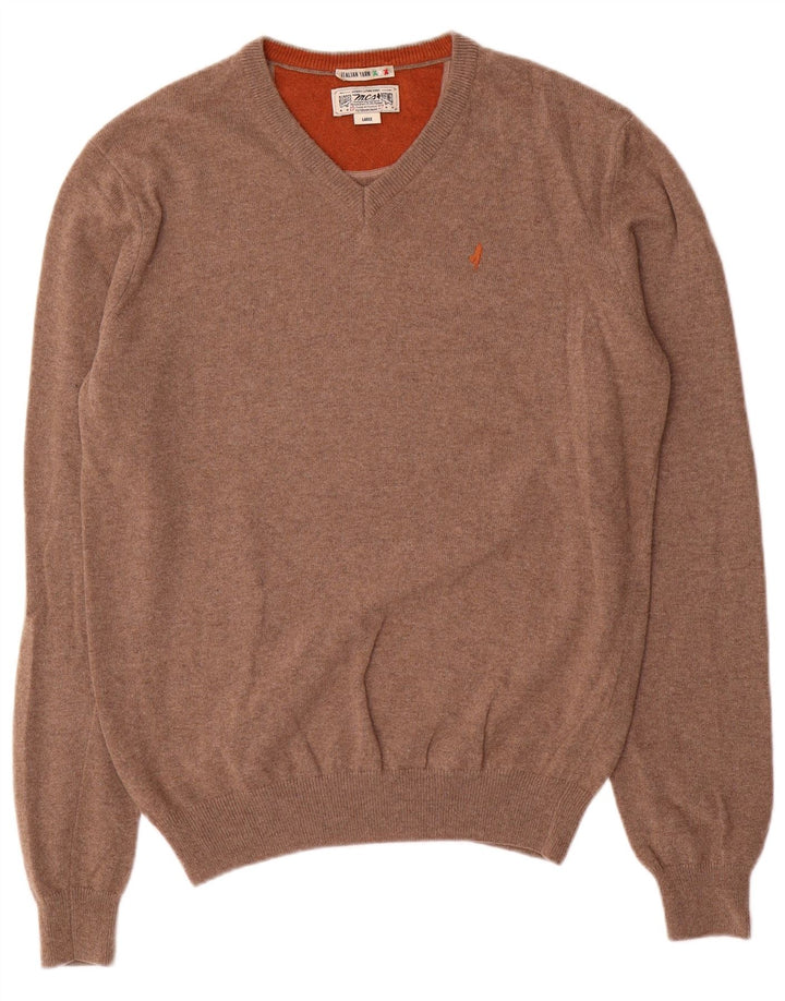 Marlboro Classics Herre V-hals sweater Stor brun uld